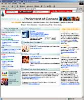 The redesigned Parliament of Canada Web site © House of Commons