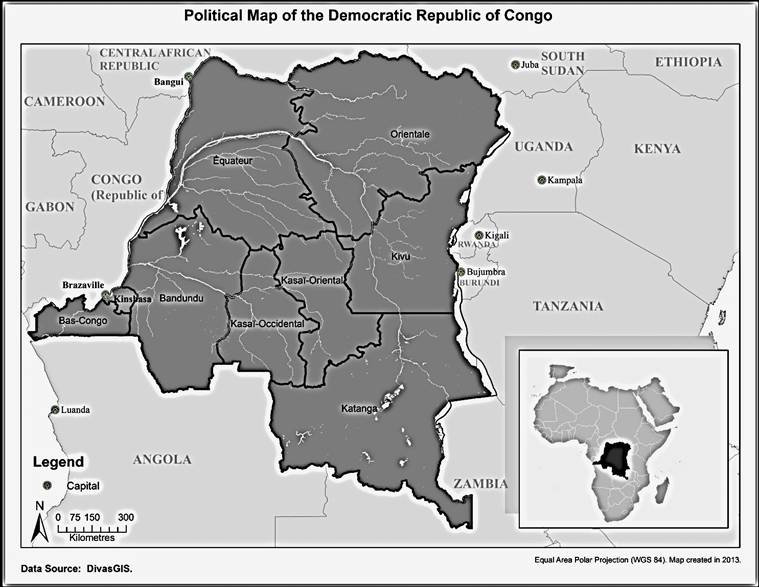 political map of the democratic republic of the congo