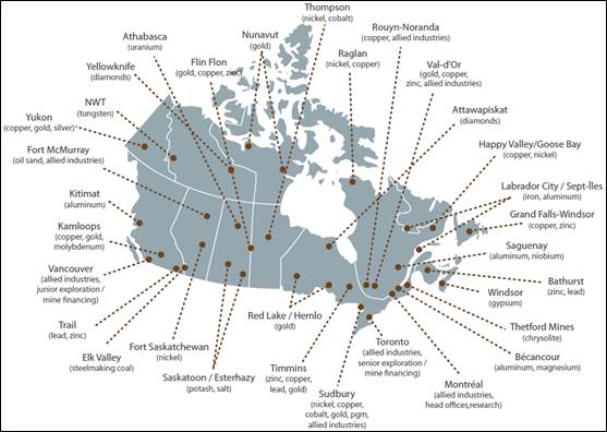 Figure 1:  Canadian Mining Clusters