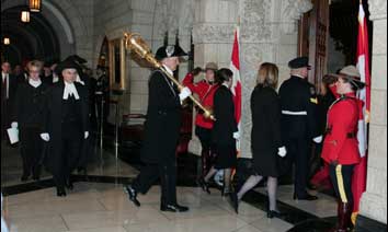 The Sergeant-at-Arms, carrying the mace, leads the Speaker's parade © House of Commons