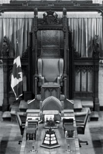 Photo of the Speaker's Chair and the Table of Officers