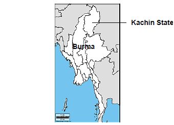 Map of Kachin State, Burma