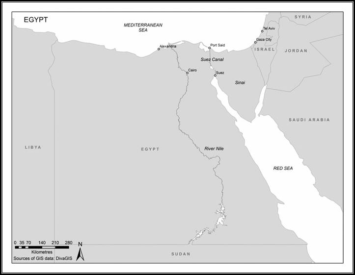 Map of Egypt (North Africa)