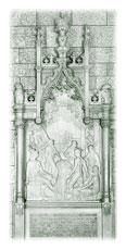 Photo of a low relief Architectural Sculpture entitled “Dominion Memorial” from the Heritage Collection in the Hall of Honour.