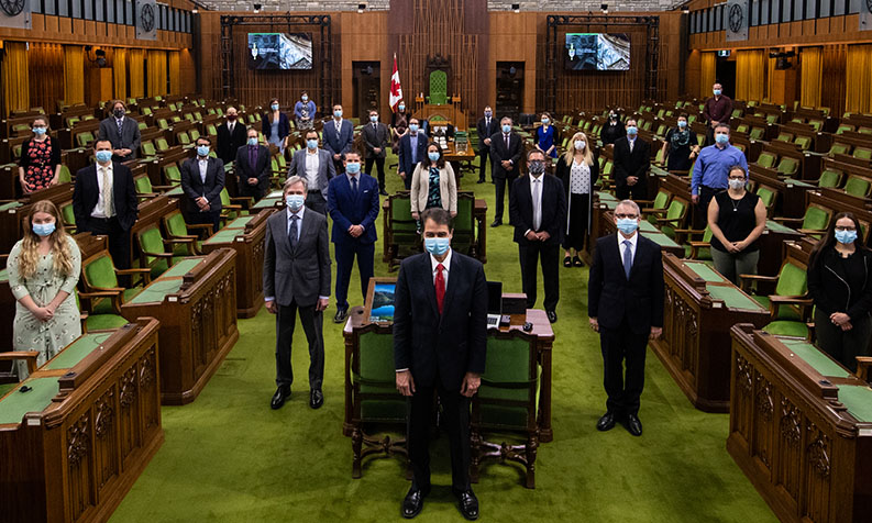 The Speaker, Deputy Speaker Bruce Stanton, and a few of the House Administration employees who enabled the new format for meetings of the Special Committee on the COVID-19 Pandemic