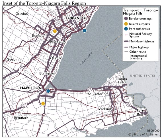 Figure 4: Inset of Toronto-Niagara Falls Region